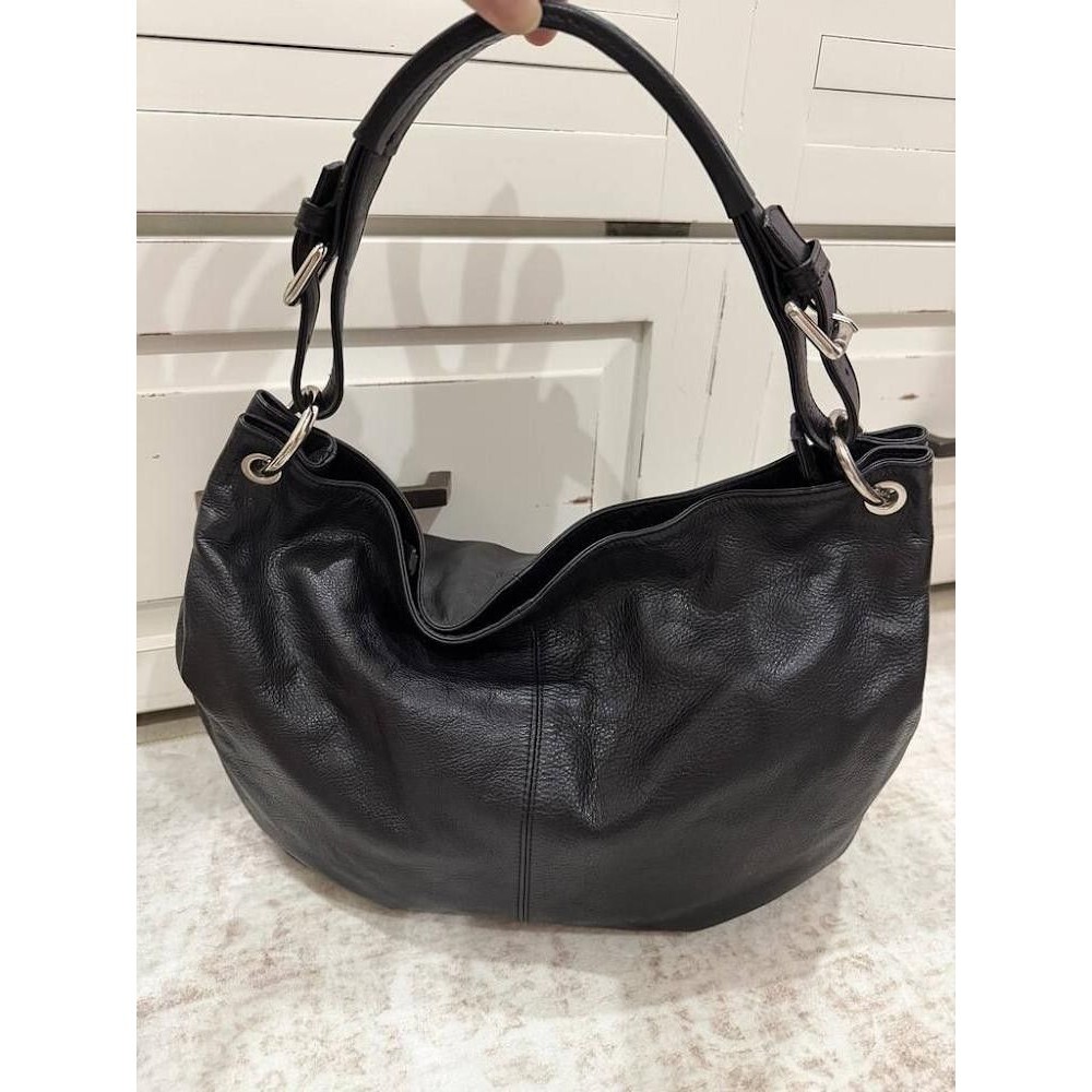 Mephisto Large Black Pebbled Leather Hobo Bag Made in Italy Shoulder Purse
